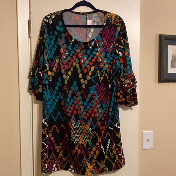 Flirty Pink tunic shirt dress multi dot design - Picture 1 of 5